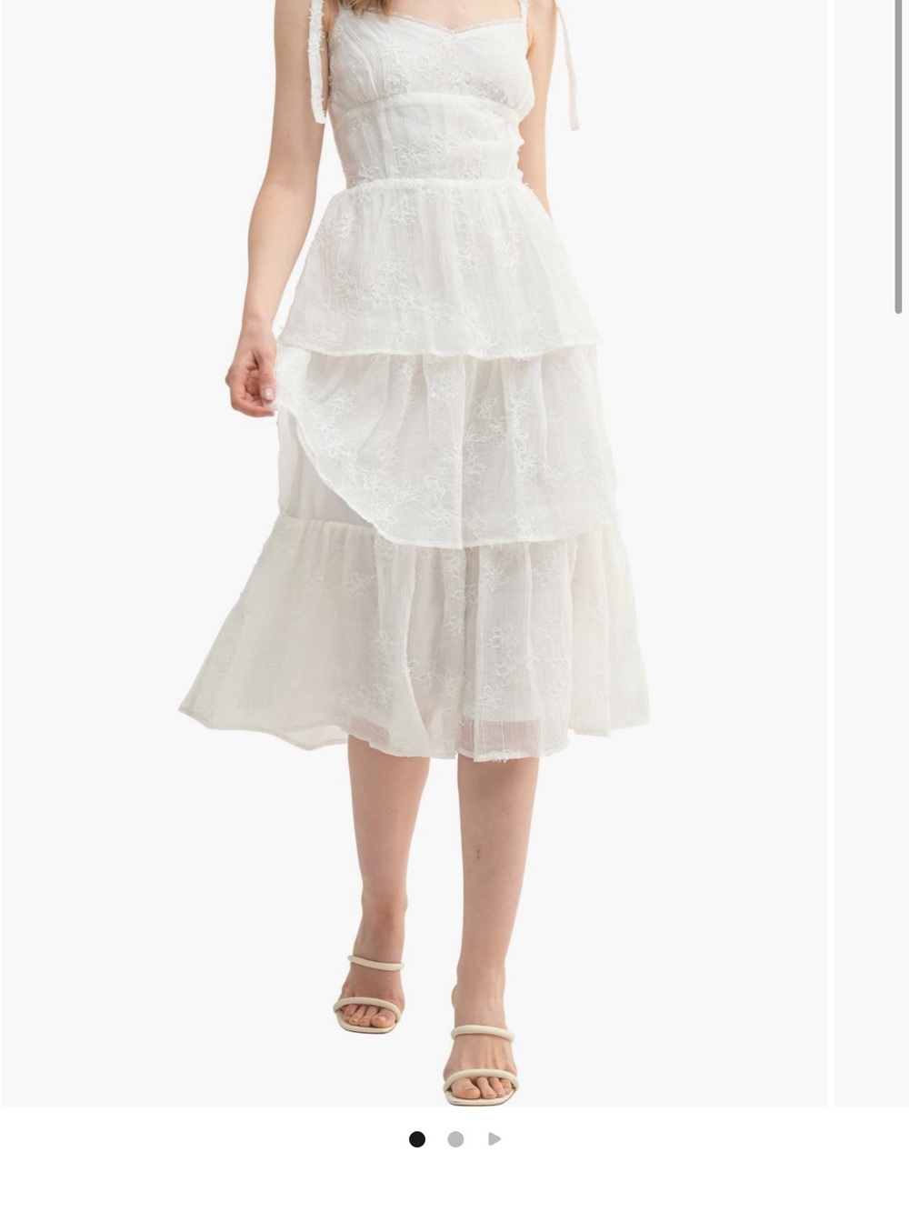 All in Favor White Tiered Eyelet Midi Skirt